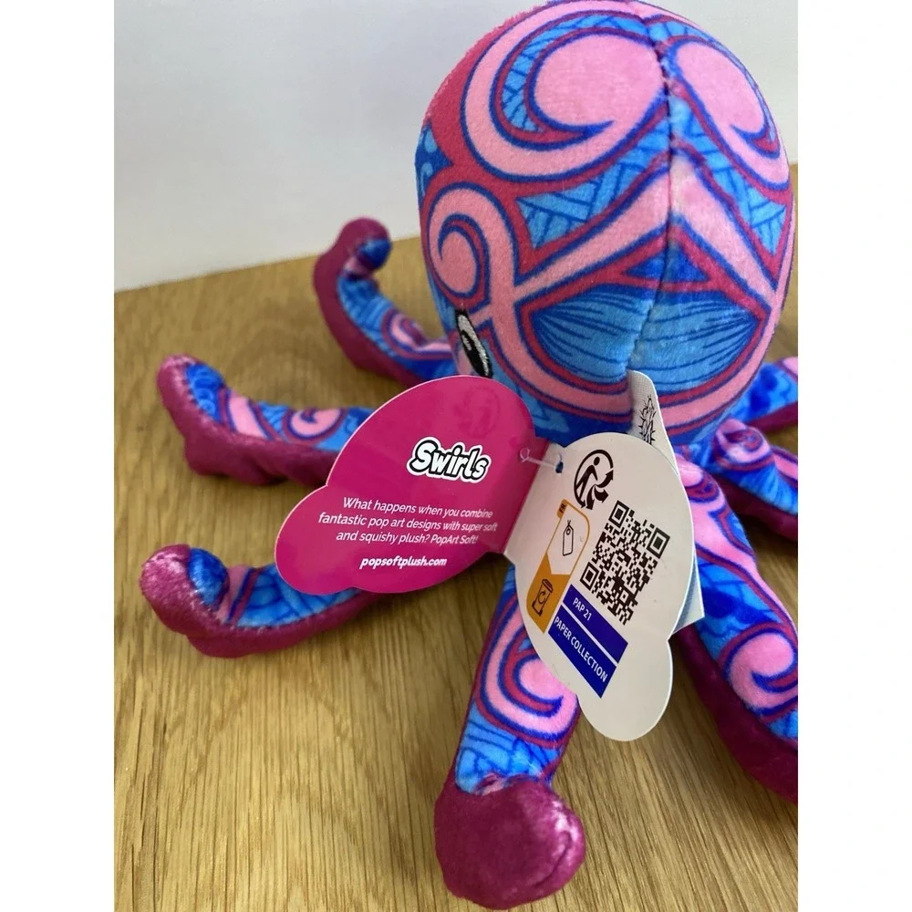 Pop Art Soft Swirls The Octopus Plush Beanie Toy Collectible Small